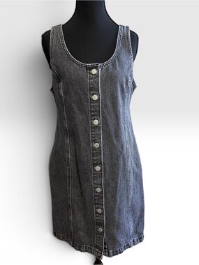 Levi’s Black Acid Wash Denim Button Front Dress Women’s Small Vintage 90s